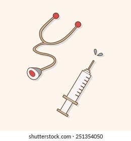 hospital theme Stethoscope and syringe elements vector,eps