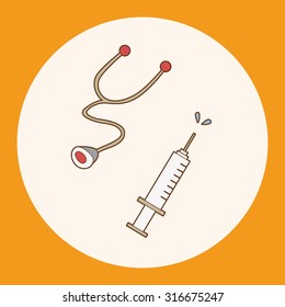 hospital theme Stethoscope and syringe elements vector,eps