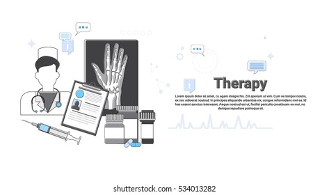 Hospital Therapy Medical Application Health Care Medicine Online Web Banner Vector Illustration