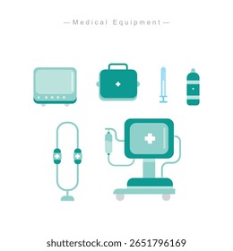 Hospital Tools Flat Design ,Vector Icons set for Healthcare Projects.