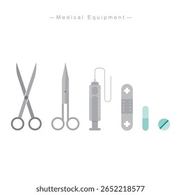 Hospital Tools Flat Design, Vector Icons Set for Healthcare Projects.