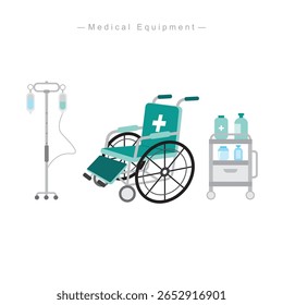 Hospital Tools Flat Design, Vector Icons Set for Healthcare Projects.