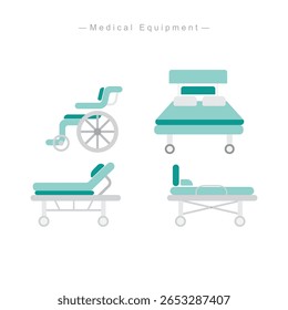 Conjunto de ícones de vetor de design plano de ferramentas de hospital para projetos de saúde. modern.