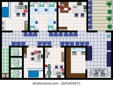 Hospital Top View Floor Map Interior Design