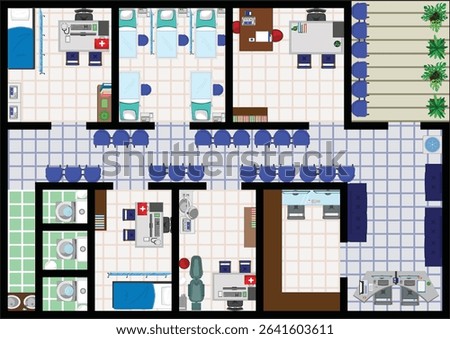 Hospital Top View Floor Map Interior Design