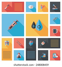 Hospital ui flat banner background set, eps10