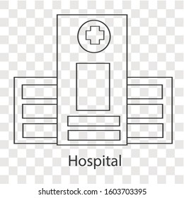 Hospital vector concept on transparency background. Creative idea design. Flat vector illustration for  template, brochure, web page or  presentation.