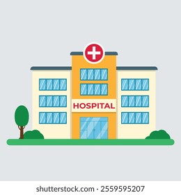 Hospital Vector Design with Green Tree