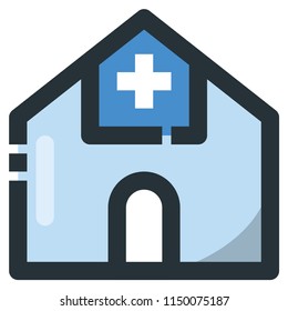 Hospital Vector Filled Line Icon 32x32 Pixel Perfect. Editable 2 Pixel Stroke Weight. Colorful Medical Health Icon for Website Mobile App Presentation