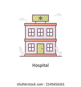 Hospital vector Filled Outline Icon Design illustration. Medical And Lab Equipment Symbol on White background EPS 10 File
