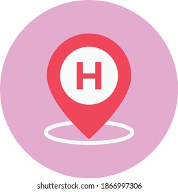 hospital vector flat colour icon