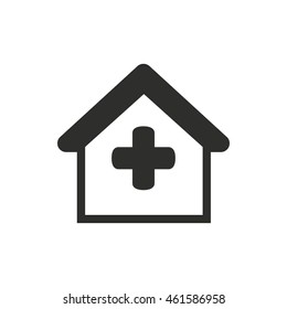 Hospital vector icon. Black illustration isolated on white background for graphic and web design.