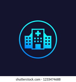 Hospital vector icon in circle