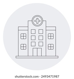 Krankenhaus-Vektorgrafik-Symbol, umfassende Gesundheitsdienstleistungen in unserem Krankenhaus, hochmoderne medizinische Versorgung in unserer Klinikeinrichtung