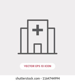 Hospital vector icon, cross building symbol.  Linear style sign for mobile concept and web design. hospital building symbol logo illustration. vector graphics - Vector.
