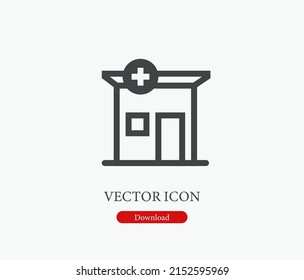 Hospital vector icon. Editable stroke. Symbol in Line Art Style for Design, Presentation, Website or Mobile Apps Elements, Logo. Clinic symbol illustration. Pixel vector graphics - Vector