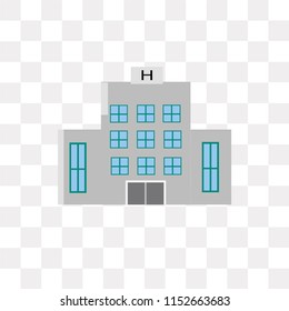Hospital vector icon isolated on transparent background, Hospital logo concept