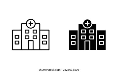 Hospital vector icon set in black and white color.