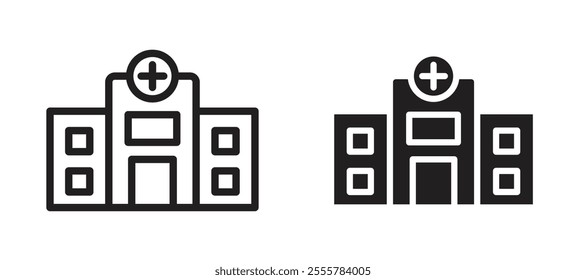 Hospital vector icon set in black color.