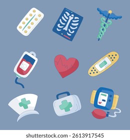 hospital vector icon set in isolated background