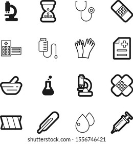 hospital vector icon set such as: mortar, pestle, countdown, glove, tool, scale, latex, blood, flask, nature, injury, compression, vaccine, package, button, logo, chemical, stethoscope, heat