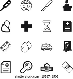 hospital vector icon set such as: countdown, flu, green, loupe, bureaucrat, time, blade, pain, fun, magnifier, lupe, detail, color, old, business, face, fever, temperature, house, pill, eye, head