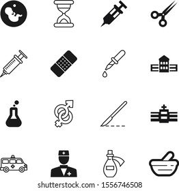 hospital vector icon set such as: stretcher, wait, specialist, town, animal, boy, education, wound, surgical, mother, fetal, structure, car, exterior, transportation, embryo, ambulance, hourglass