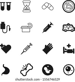 hospital vector icon set such as: pills, inject, trendy, prescription, dog, switzerland, embryo, vial, injector, van, transport, bones, pair, female, body, drop, womb, counter, egg, fetal, mold