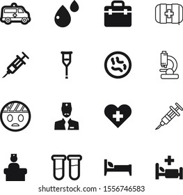 hospital vector icon set such as: damage, worker, glass, doctors, concept, vial, education, cell, safety, medic, stethoscope, physiotherapy, support, microbe, bag, water, tube, van, green, drop