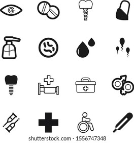 hospital vector icon set such as: hiv, invalid, prescription, woman, pathogen, fever, injured, bottle, simple, bright, ambulance, web, sex, fracture, eye, measurement, support, instrument, chair