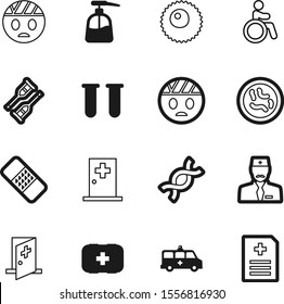 hospital vector icon set such as: car, skin, bacterium, genetic, police, microscopic, diagnostic, wound, art, support, hiv, fracture, cosmetic, invalid, egg, evolution, bath, kit, ambulance