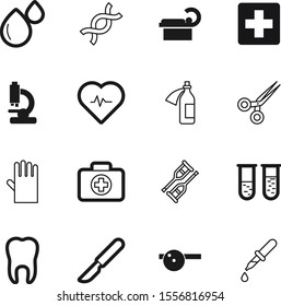 hospital vector icon set such as: zoom, potion, handle, scalpel, pulse, tomography, scanner, safety, biology, virus, vial, sex, kit, protective, eyedropper, swiss, square, crutches, drink, sterilized