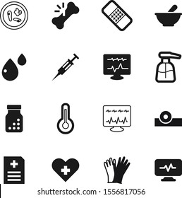 hospital vector icon set such as: flu, osteoporosis, bacterium, bones, aromatherapy, protective, drawing, pump, skin, disease, construction, thermometer, glove, mortar, therapy, pictogram, diagnosis
