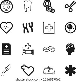 hospital vector icon set such as: genome, transport, chemistry, pipette, silhouette, biotechnology, stethoscope, emblem, outline, infertility, pregnancy, work, pill, genetic, scissors, switzerland