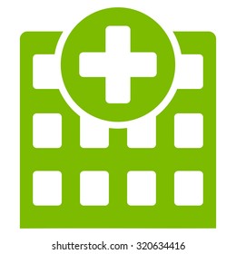 Hospital vector icon. Style is flat symbol, eco green color, rounded angles, white background.