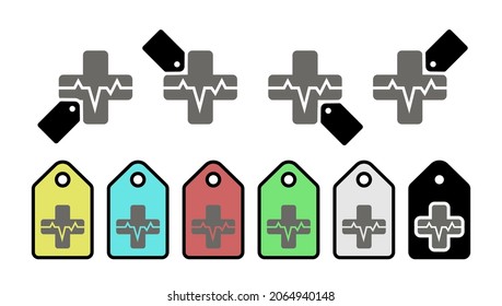 Hospital vector icon in tag set illustration for ui and ux, website or mobile application 