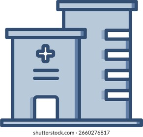 Ícone de vetor hospitalar com plano de fundo transparente. Design de cor azul alterável.