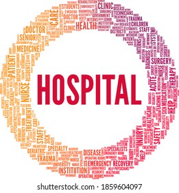 Hospital vector illustration word cloud isolated on a white background.