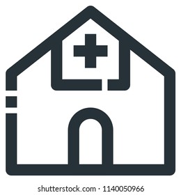 Hospital Vector Line Icon 32x32 Pixel Perfect. Editable 2 Pixel Stroke Weight. Medical Health Icon for Website Mobile App Presentation