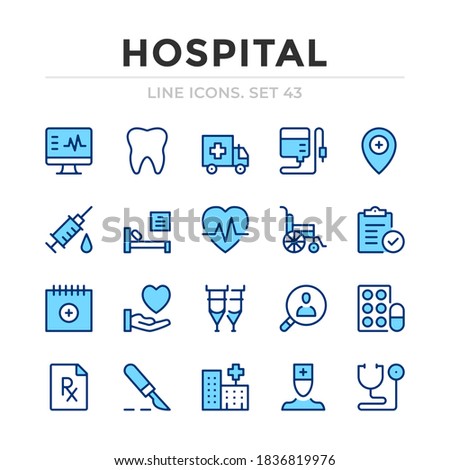 Hospital vector line icons set. Thin line design. Outline graphic elements, simple stroke symbols. Hospital icons
