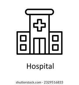 Hospital Vector  outline Icon Design illustration. Medical and Health Symbol on White background EPS 10 File
