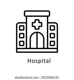 Ilustración de estilo de icono de contorno de Vector hospitalario. Símbolo sobre fondo blanco EPS 10 Archivo