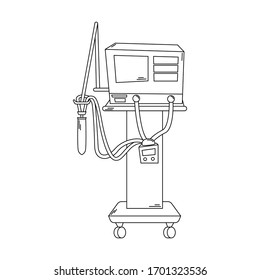 Hospital ventilator. Fighting the coronavirus. Medical equipment. Line art