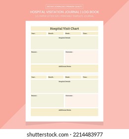 Hospital Visitation Journal | Hospital Logbook | Doctors Planner | Printable Template | Hospital Log Book 