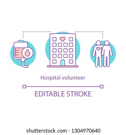 Hospital Volunteer Concept Icon. Medicine And Healthcare Idea Thin Line Illustration. Clinic. Rehabilitation, Hospice Center. Infusion Therapy. Vector Isolated Outline Drawing