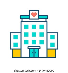 Hospital volunteering line color icon. Health care service element. 24 hours support sign. Palliative help symbol. Button UI/UX/GUI user interface. Isolated illustration. Vector clip art concept.