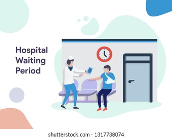 Hospital Waiting Period illustration. Modern flat design style for website and mobile website.Vector illustration