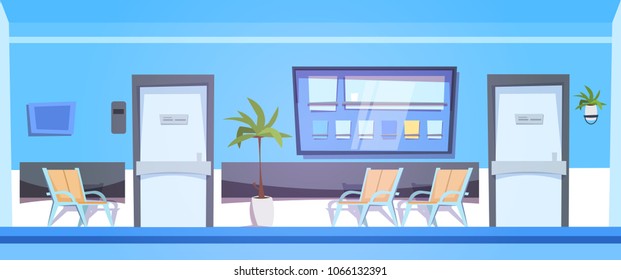 Hospital Waiting Room With Empty Seats Interior Clinic Hall Background Banner