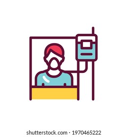 Hospital ward color line icon. Isolated vector element. Outline pictogram for web page, mobile app, promo