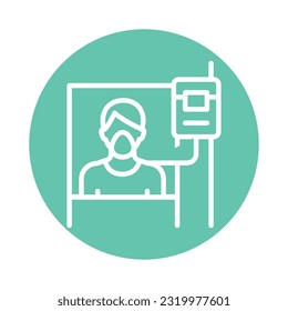 Hospital ward color line icon. Isolated vector element. Outline pictogram for web page, mobile app, promo